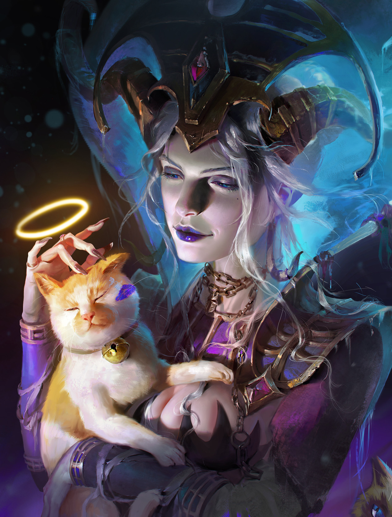 Fanart of Kel'Thuzad - Art, Warcraft, Keltuzad, Games, Girls, Feminization, cat, Freedom XI