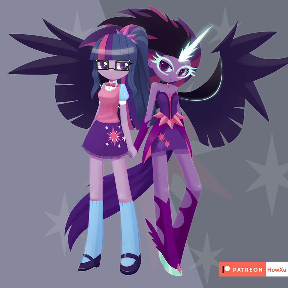 Twilight and Midnight - My little pony, Equestria girls, Twilight sparkle, Midnight sparkle, Howxu