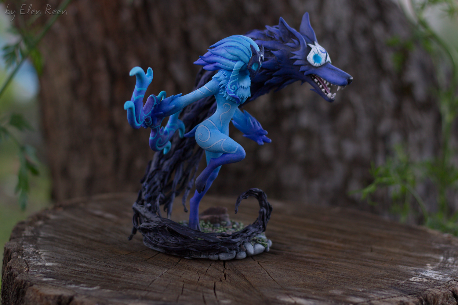 Kindred (League of Legends) - velvet plastic figure - My, Needlework with process, League of legends, Kindred, Figurine, Лепка, Handmade, Velvet plastic, , Video, Longpost, Figurines