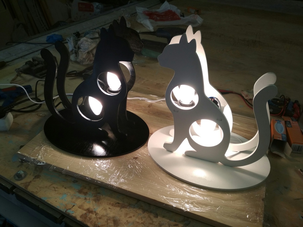 Real cat lamp! - My, cat, Cat with lamp, Tree, CNC, Carpenter, Saint Petersburg, Longpost