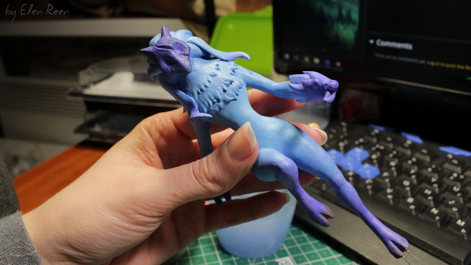 Kindred (League of Legends) - velvet plastic figure - My, Needlework with process, League of legends, Kindred, Figurine, Лепка, Handmade, Velvet plastic, , Video, Longpost, Figurines