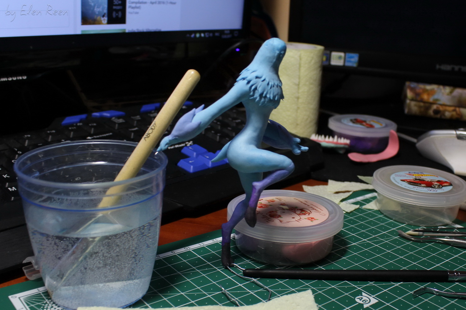 Kindred (League of Legends) - velvet plastic figure - My, Needlework with process, League of legends, Kindred, Figurine, Лепка, Handmade, Velvet plastic, , Video, Longpost, Figurines