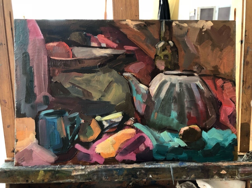 Study still life - My, Still life, Painting, Butter, Kettle, Oil painting, Etude