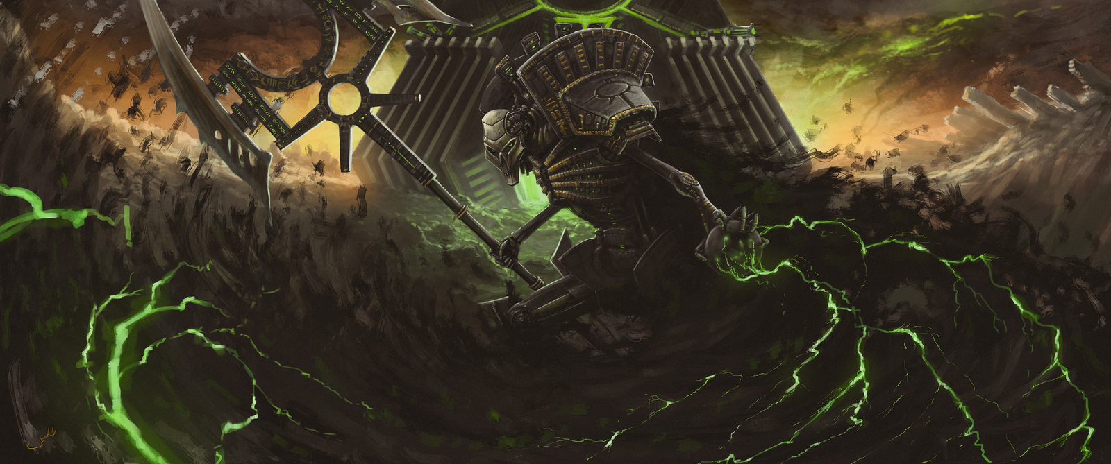 Lord necrons - My, Necrons, Warhammer 40k, Warhammer 40k: Dawn of War I, Dark crusade, Video, Art, , Necron Lord, Drawing, Longpost