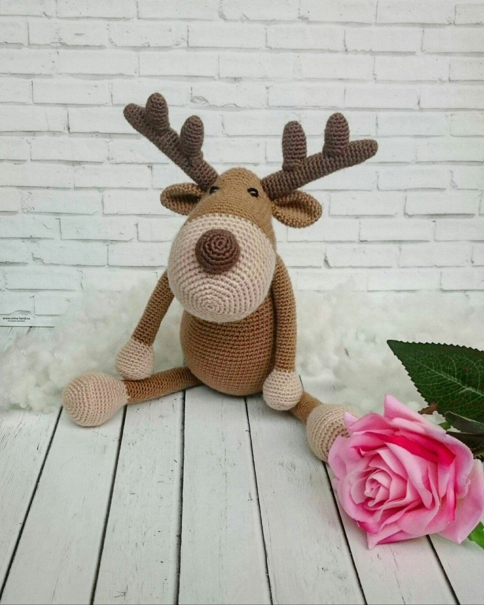 Moose deer - My, Knitted toys, Crochet, Amigurumi, Needlework, Needlework without process, Longpost, The photo