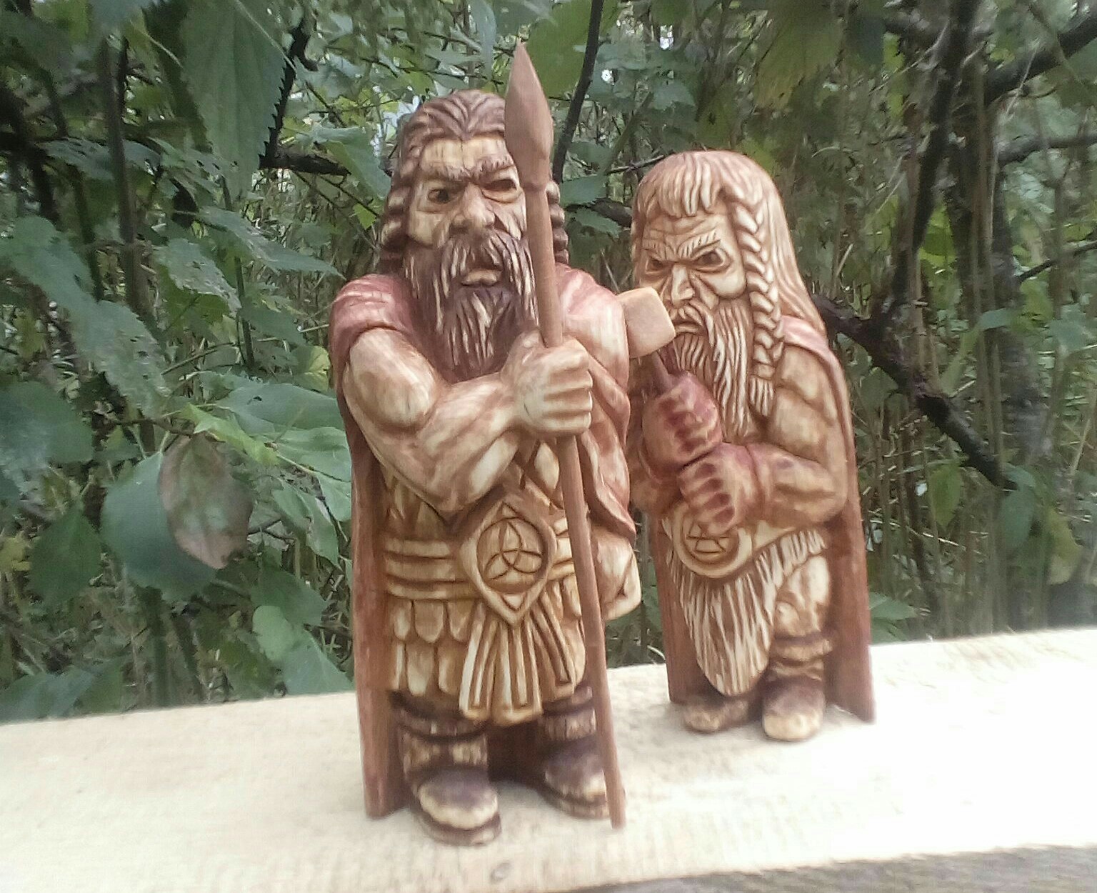 ODIN and TOR, linden material. - My, Scandinavian mythology, Wood carving, Thor, One