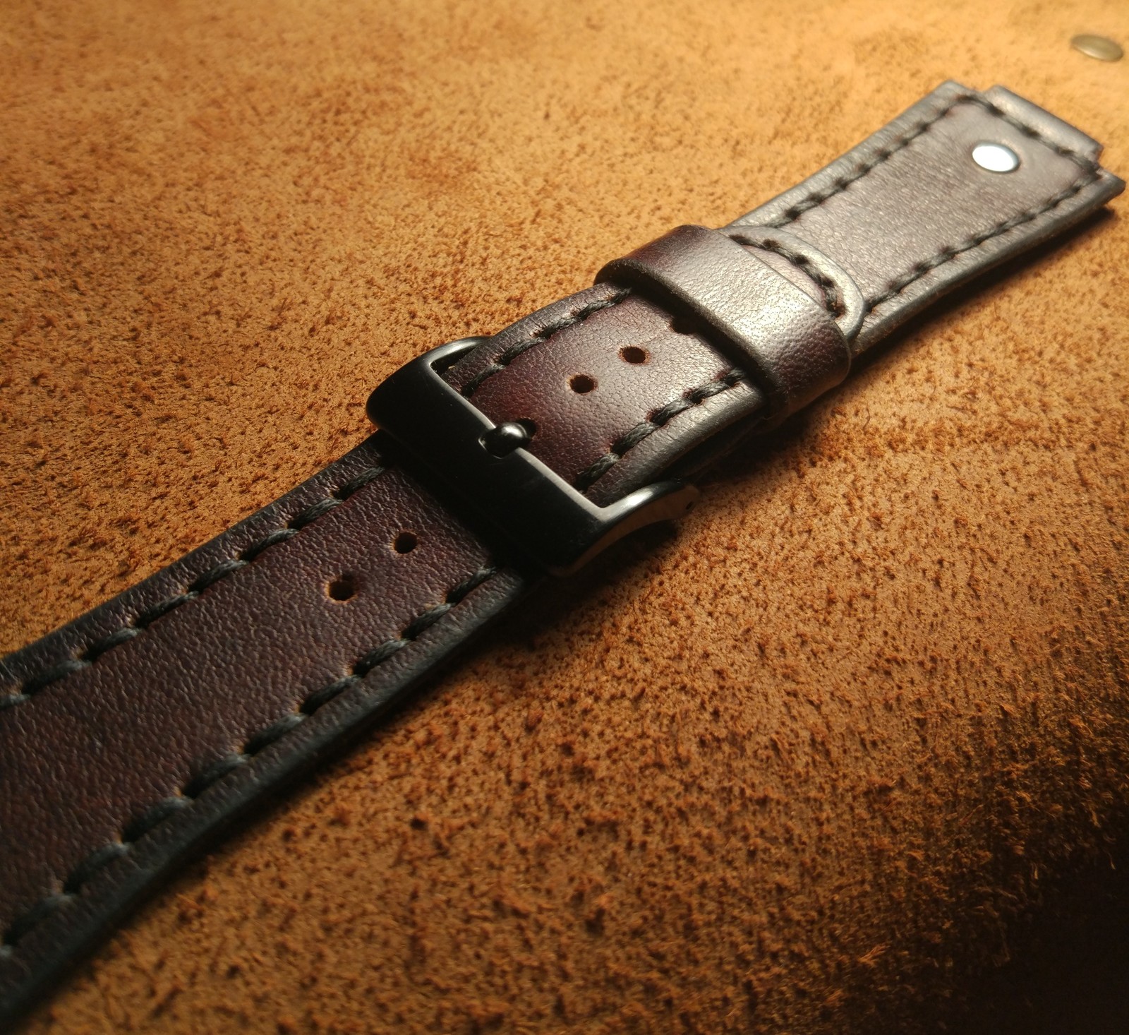 Watch strap - My, Leather products, Leather craft, Longpost, Handmade, Wrist Watch, Needlework with process