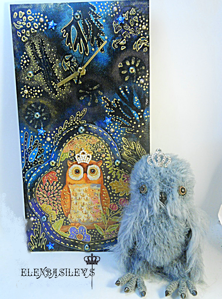 Owl watch - My, Clock, Owl, Acrylic, Contour, Needlework without process, Knitted toys, Crochet, Longpost