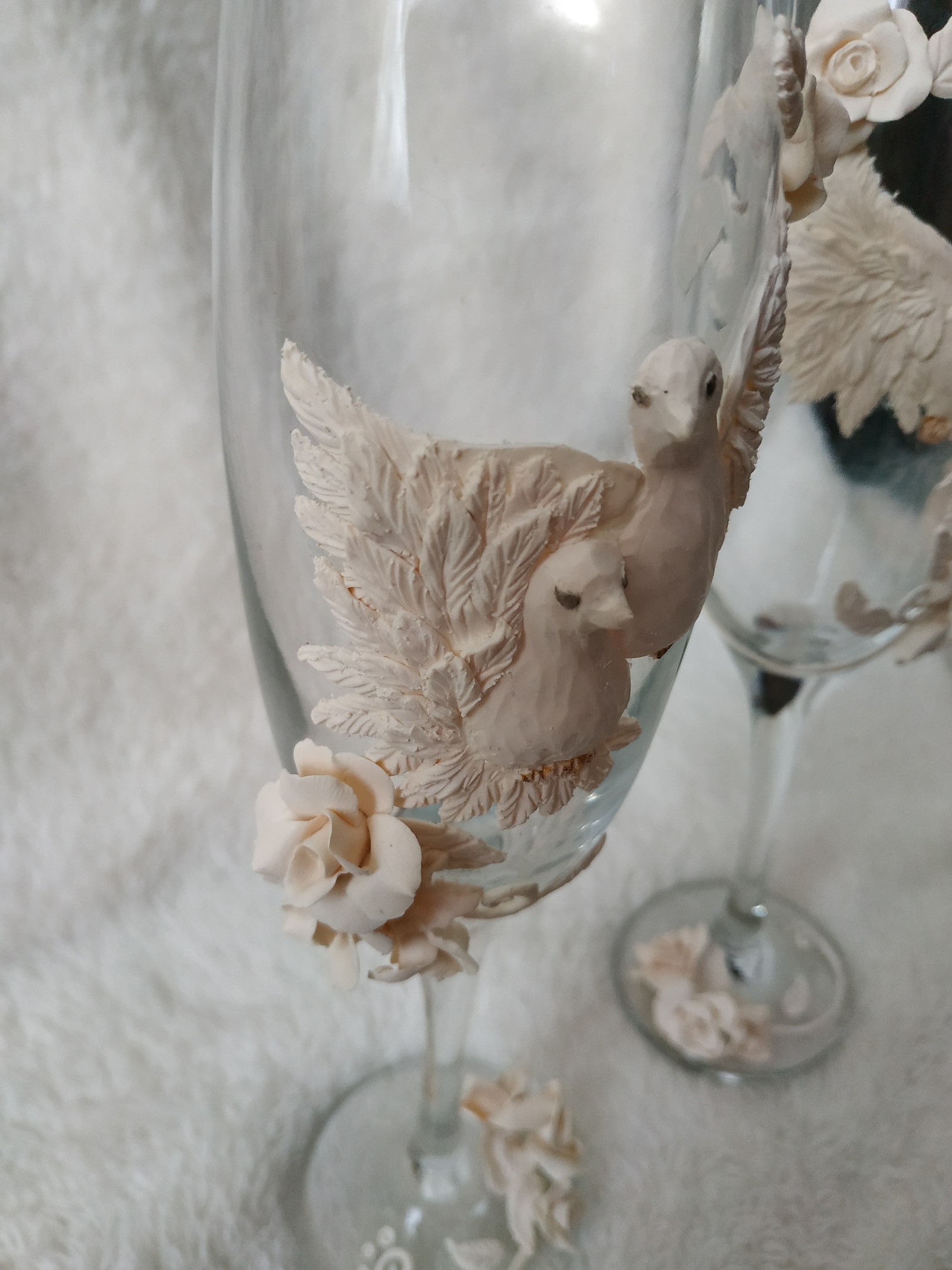 Wedding glasses. Made to drink love. - My, With your own hands, Polymer clay, Handmade, Goblets, Wedding, Almost long post, Needlework with process, Longpost