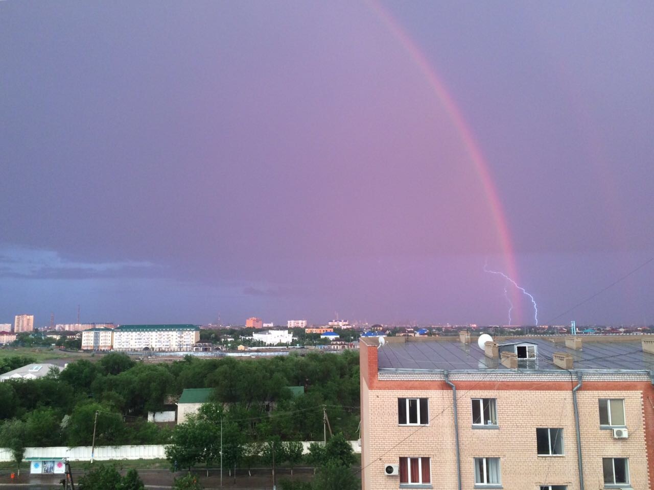 Kazakhstan, Atyrau, Rainbow Lightning - My, Kazakhstan, Atyrau, Rainbow, Lightning