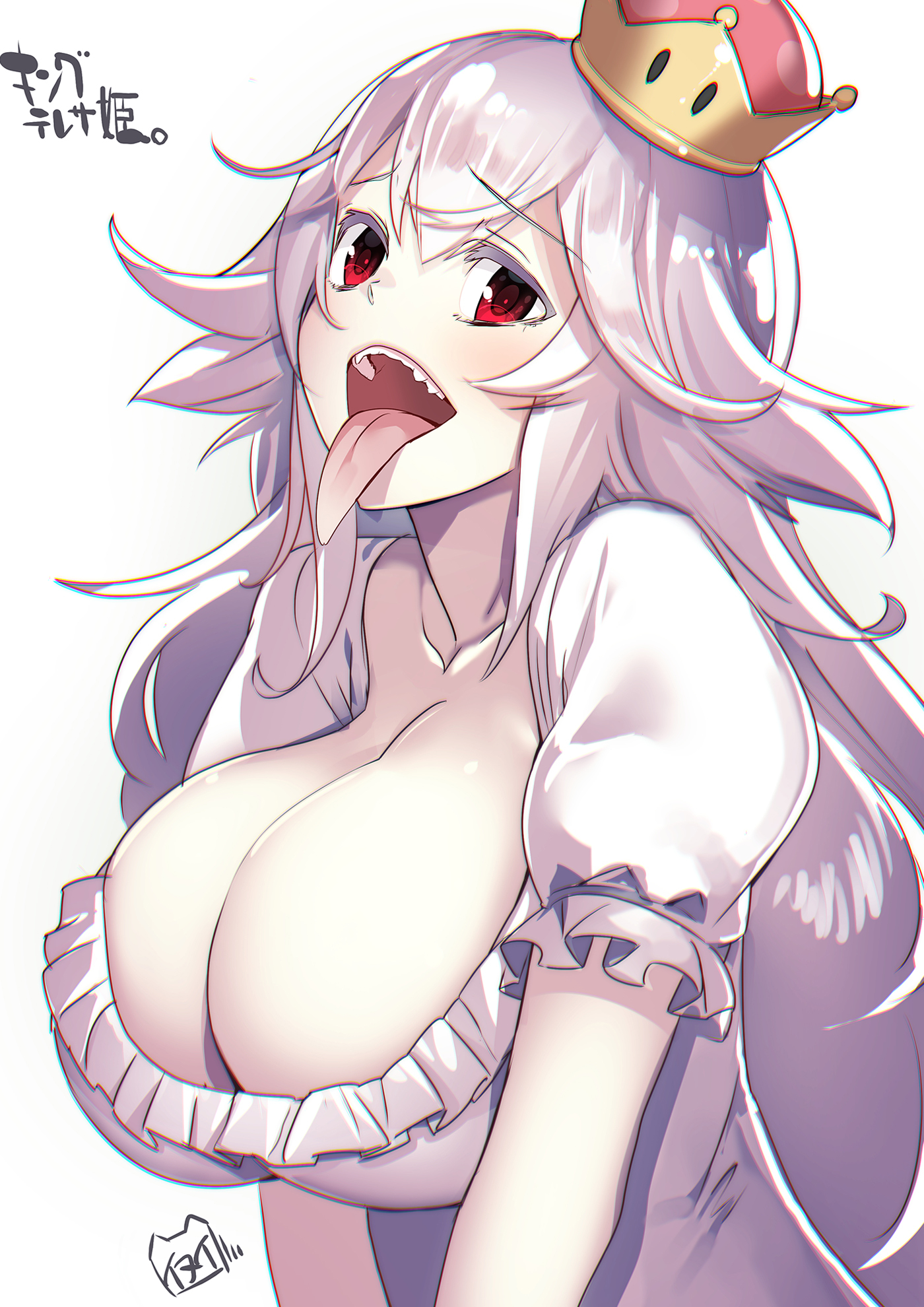 Boosette - Mario, Bowsette, Boosette, Boobs, Anime art, Longpost