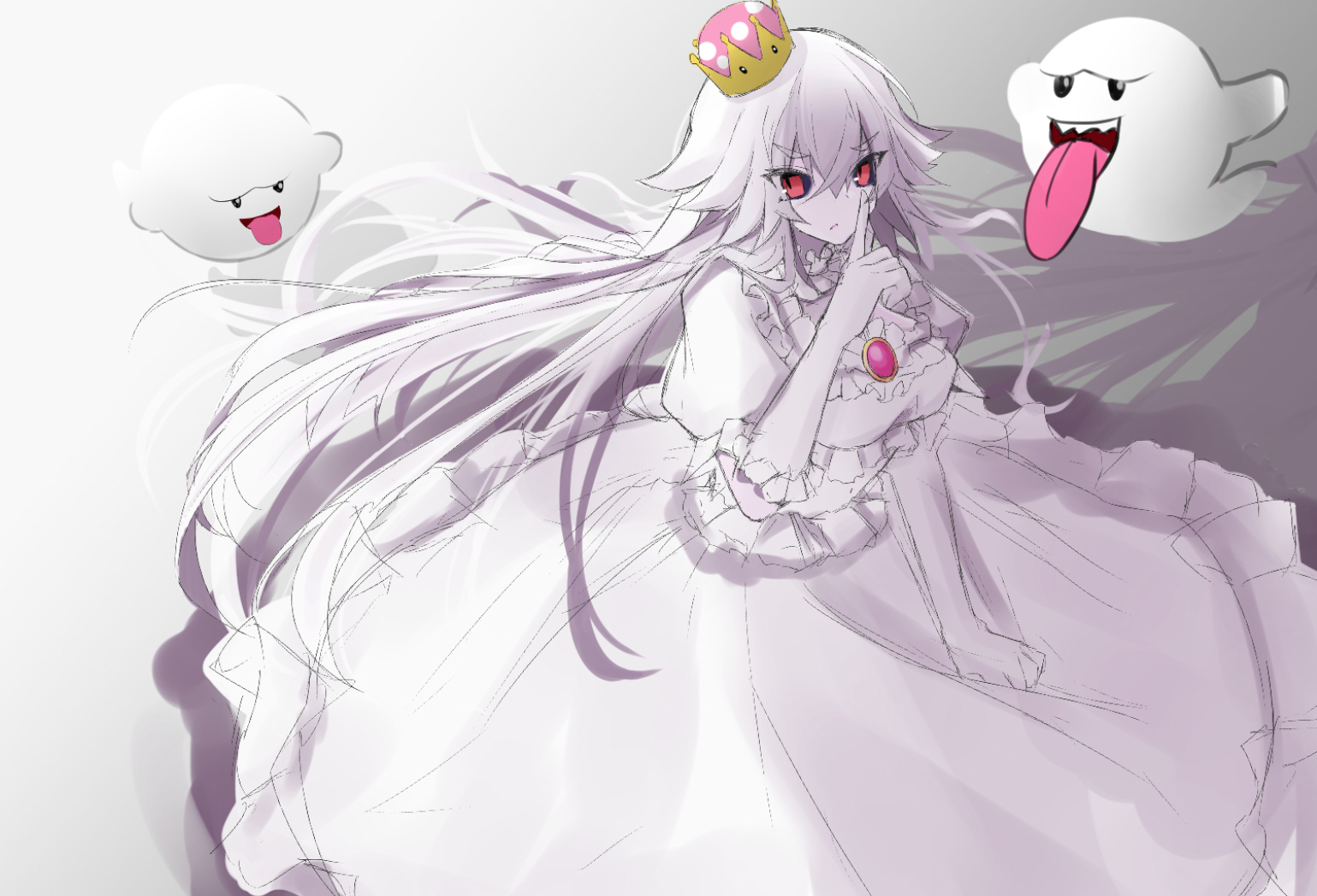 Boosette - Mario, Bowsette, Boosette, Boobs, Anime art, Longpost