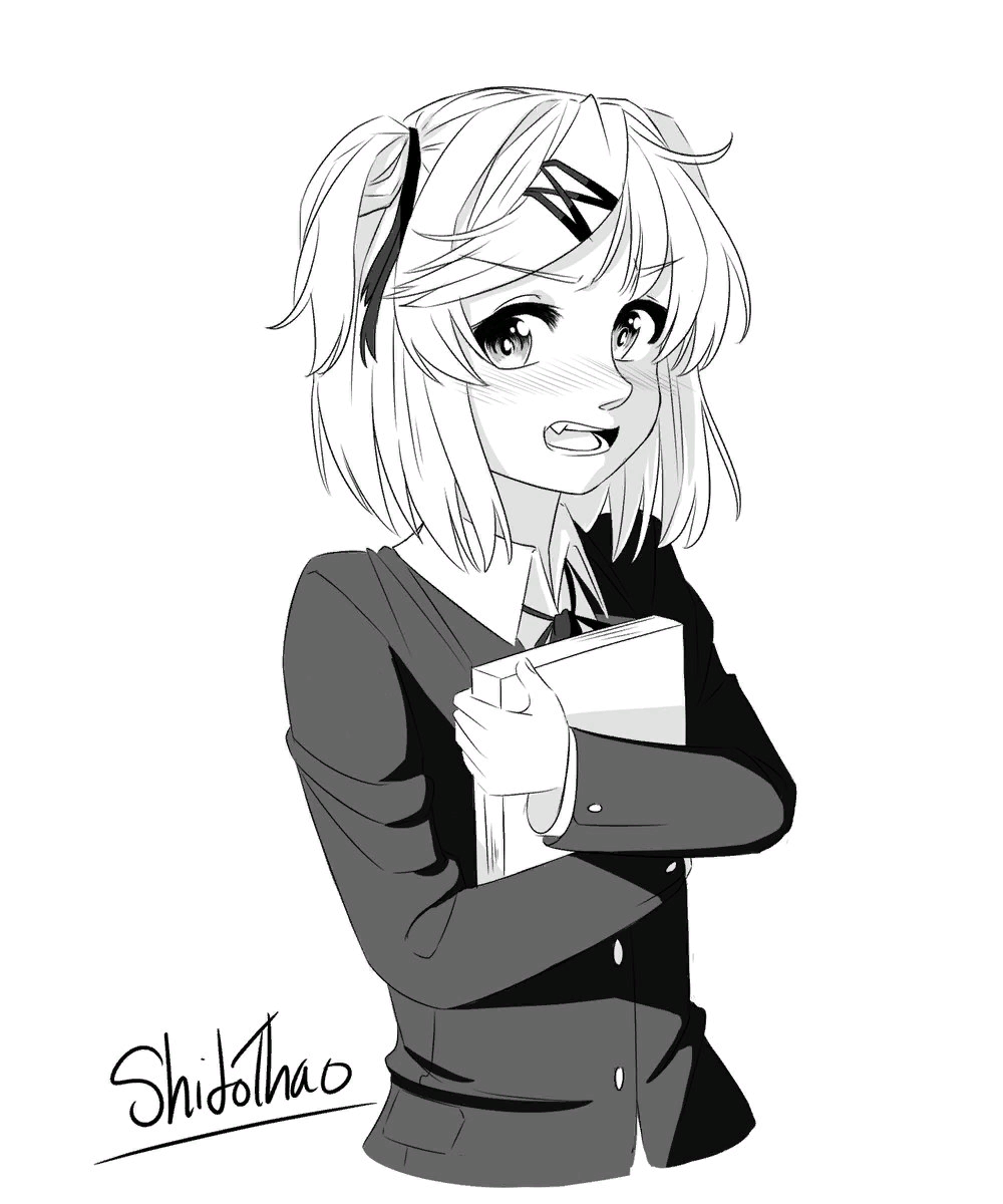 DDLC in manga style - Doki Doki Literature Club, Sayori, Natsuki, Yuri DDLC, Monika, Anime Art, Манга, Визуальная новелла, Длиннопост