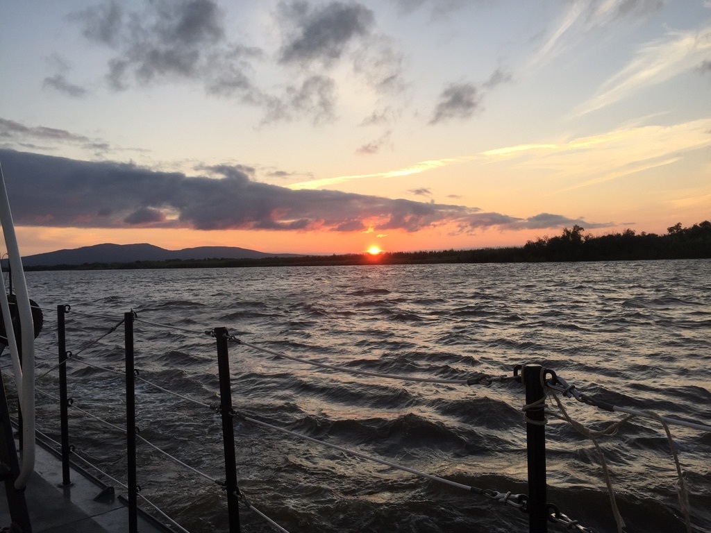 How it is to work as a cook on the river. Part 4. Beautiful sunsets, sunrises, and just photos from the window)) - My, River, Sea, The mountains, Sunset, Ship, Watch, Work, Cook, Longpost