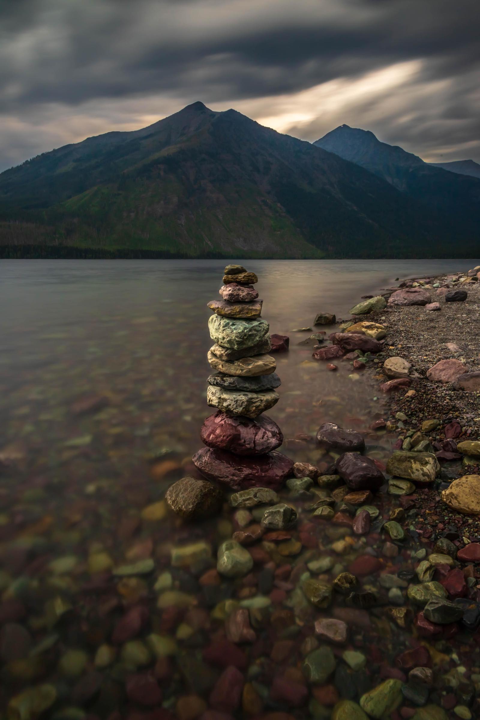 A gloomy day at Lake McDonald, Glacier National Park (USA) - Nature, beauty of nature