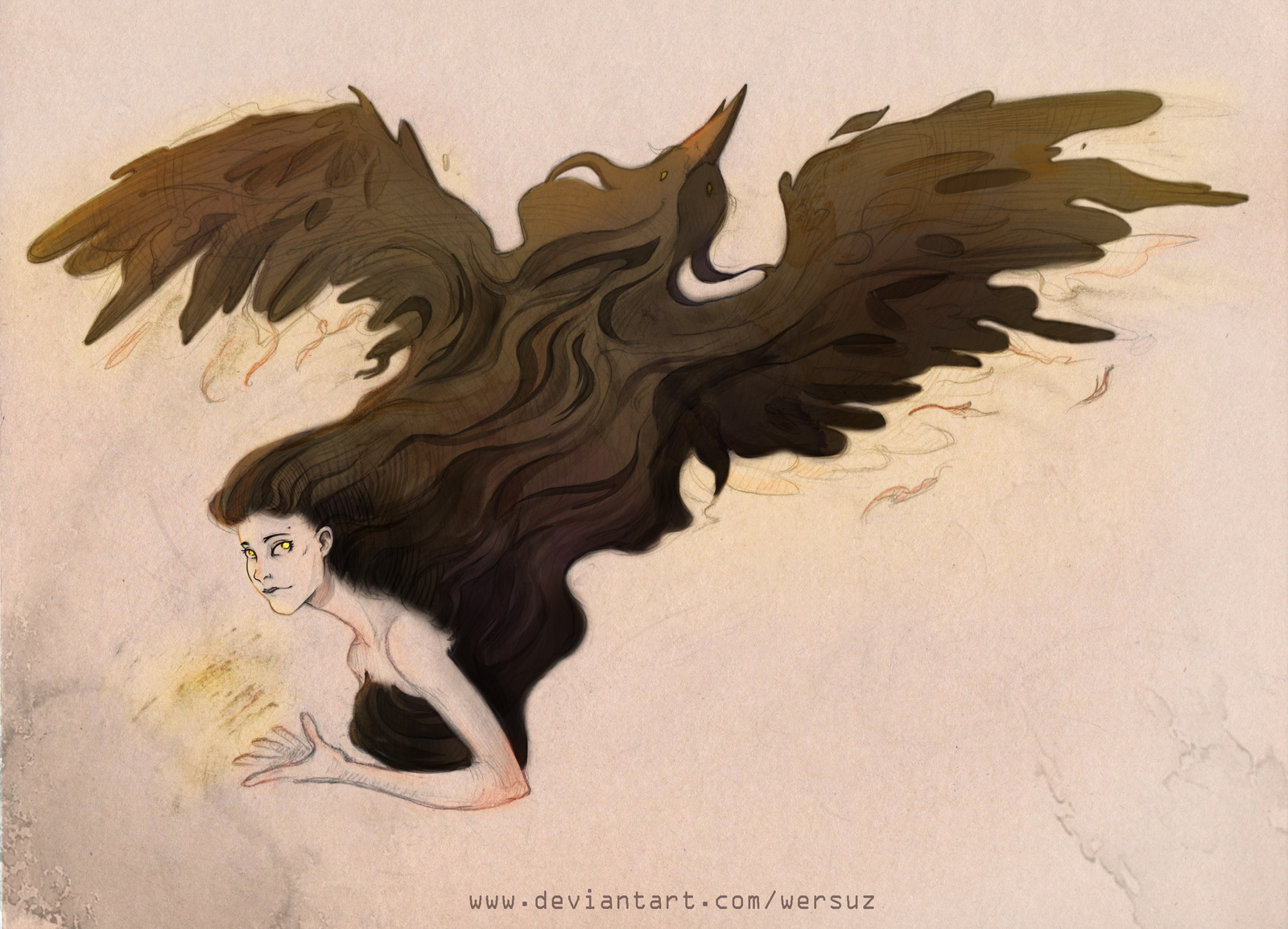 Changeling - My, Art, Drawing, Fantasy, Girls, Birds