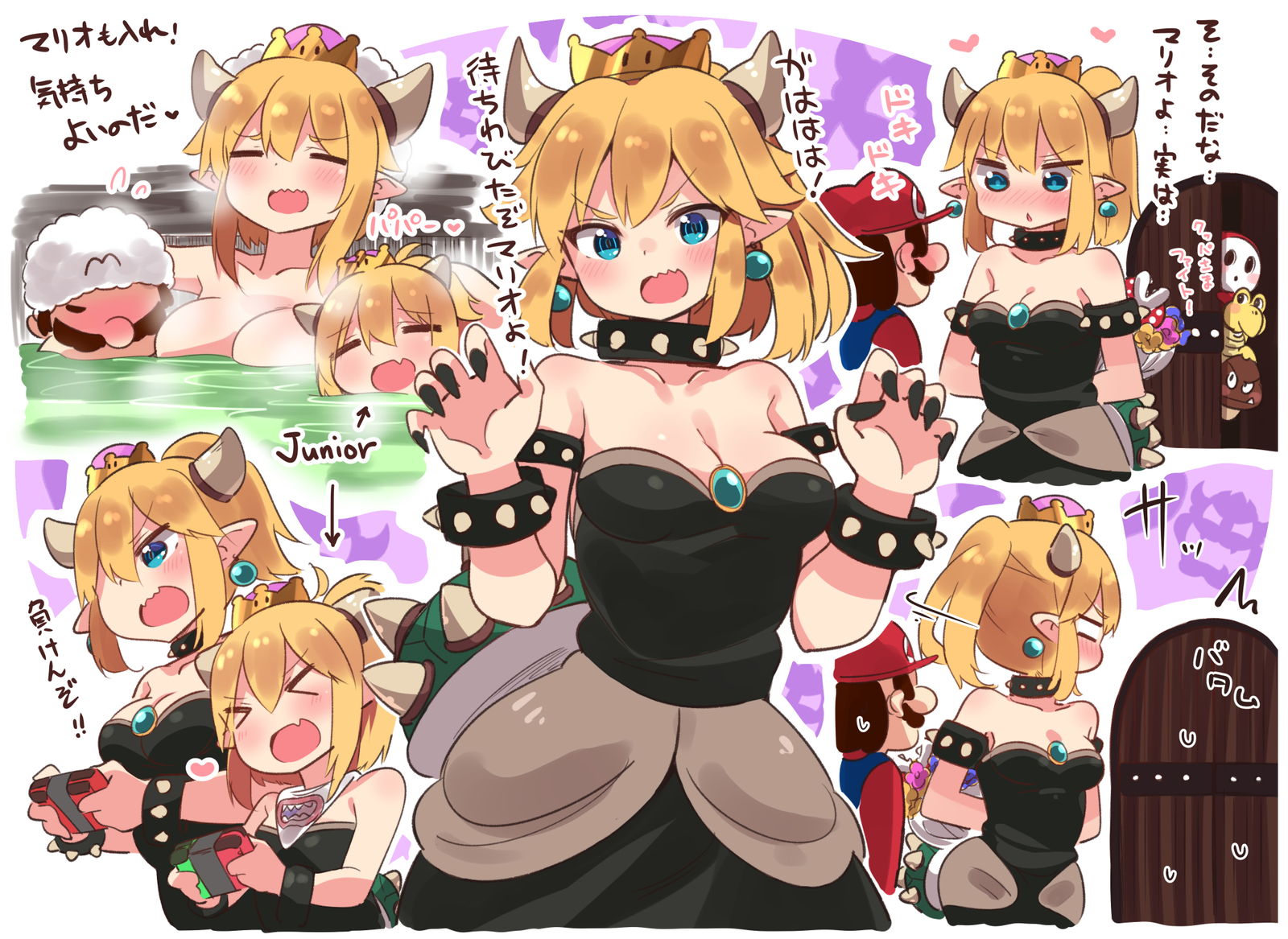 Bowsette and Bowsette Jr - Bowsette, Bowsette Jr, Anime art, Longpost, Super crown, Super mario, Nintendo, Rule 63