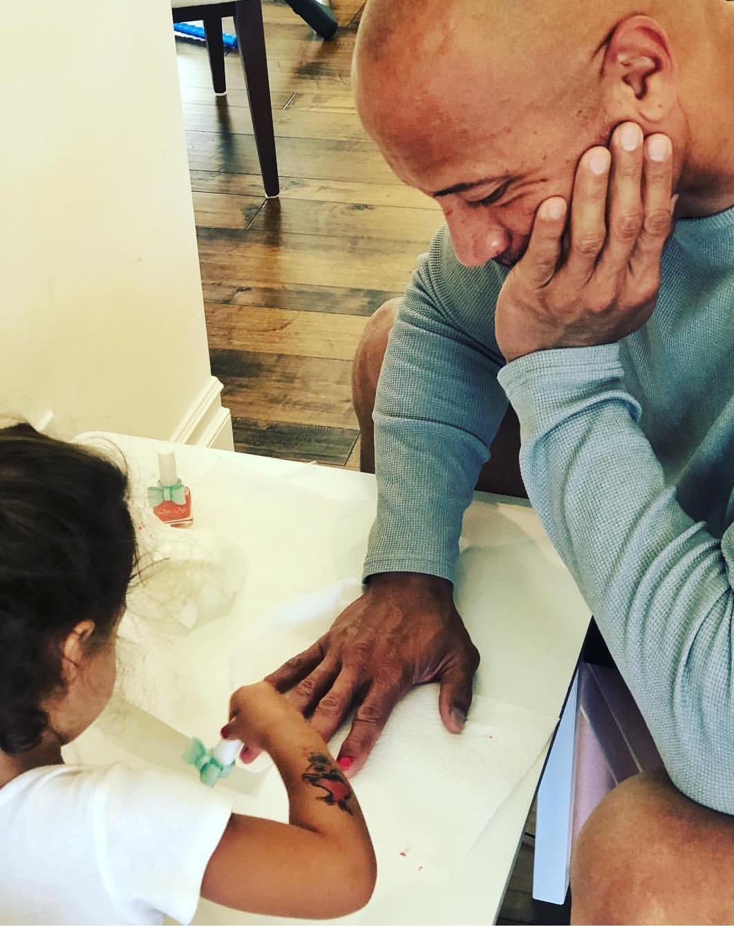 The plight of fathers of little girls. - Father, Manicure, Children, Dwayne Johnson