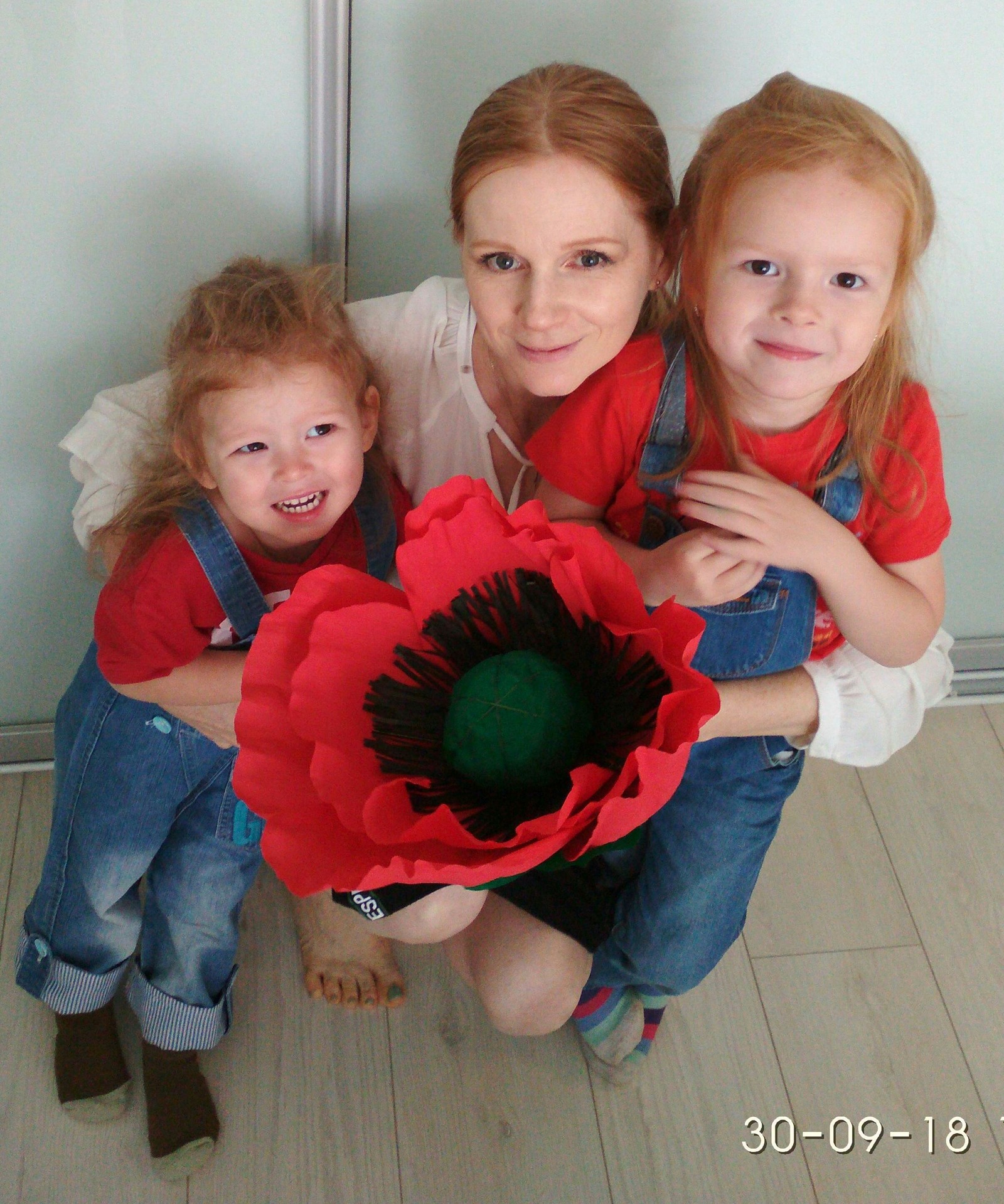 Large flower as a gift to sisters - My, Flowers, Red Poppy, Presents, Postcard, Longpost