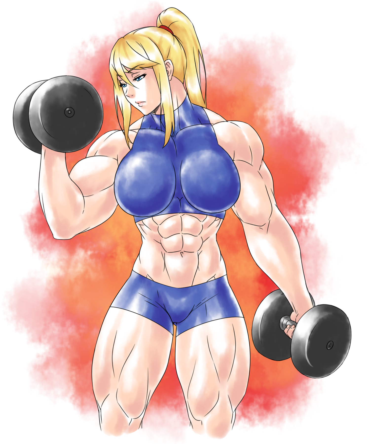 Samus Aran - NSFW, , Art, Strong girl, Sleep-Sleep, Samus aran, Metroid, Bodybuilders, Anime art, Longpost