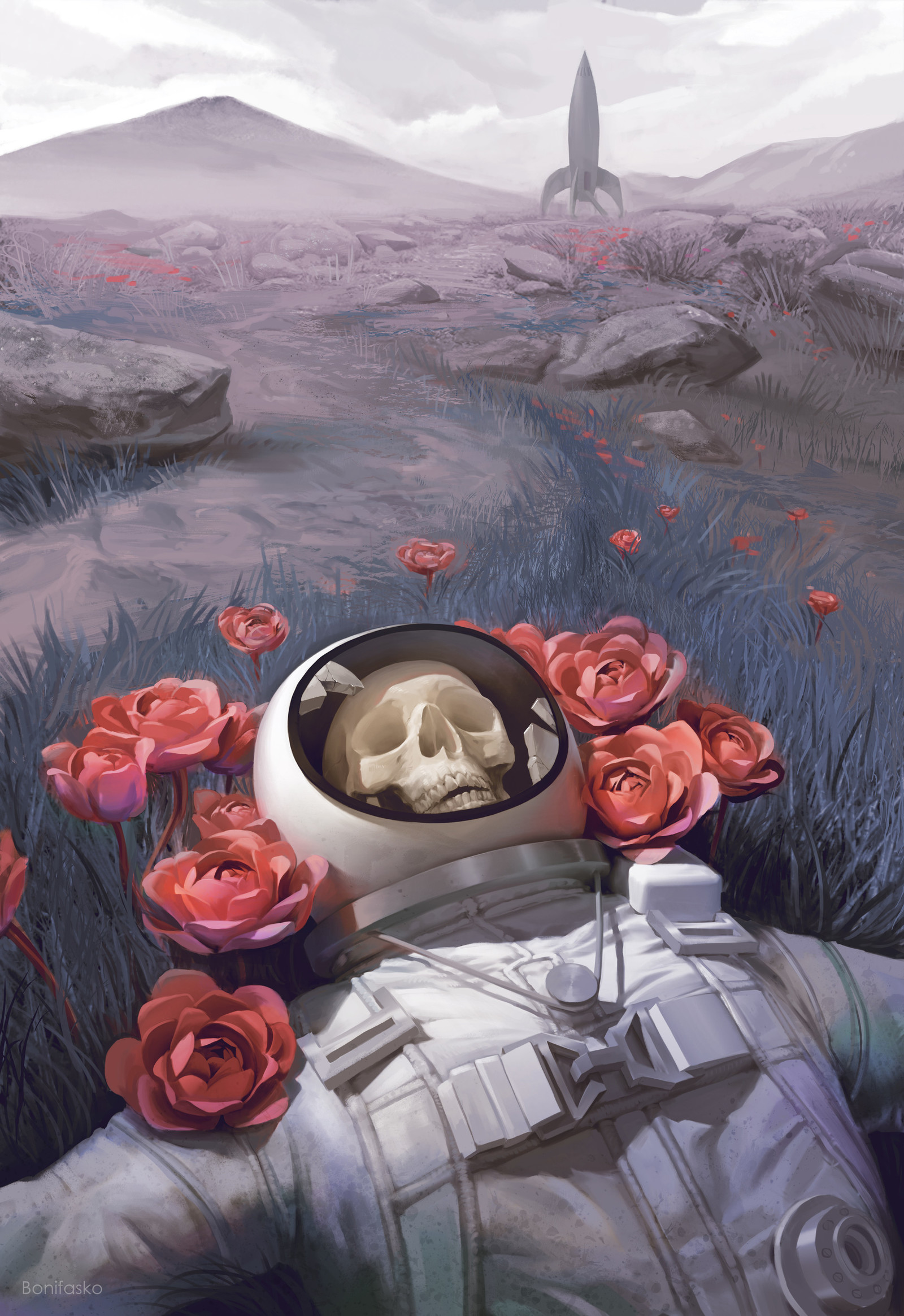 thoughts about home - Art, Космонавты, the Rose, Scull, Skeleton