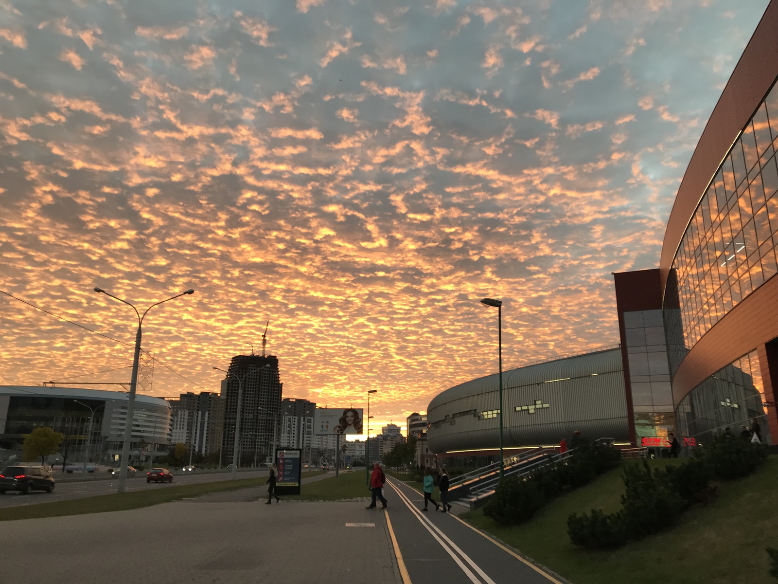 Fiery sky over Minsk - My, Sky, Town