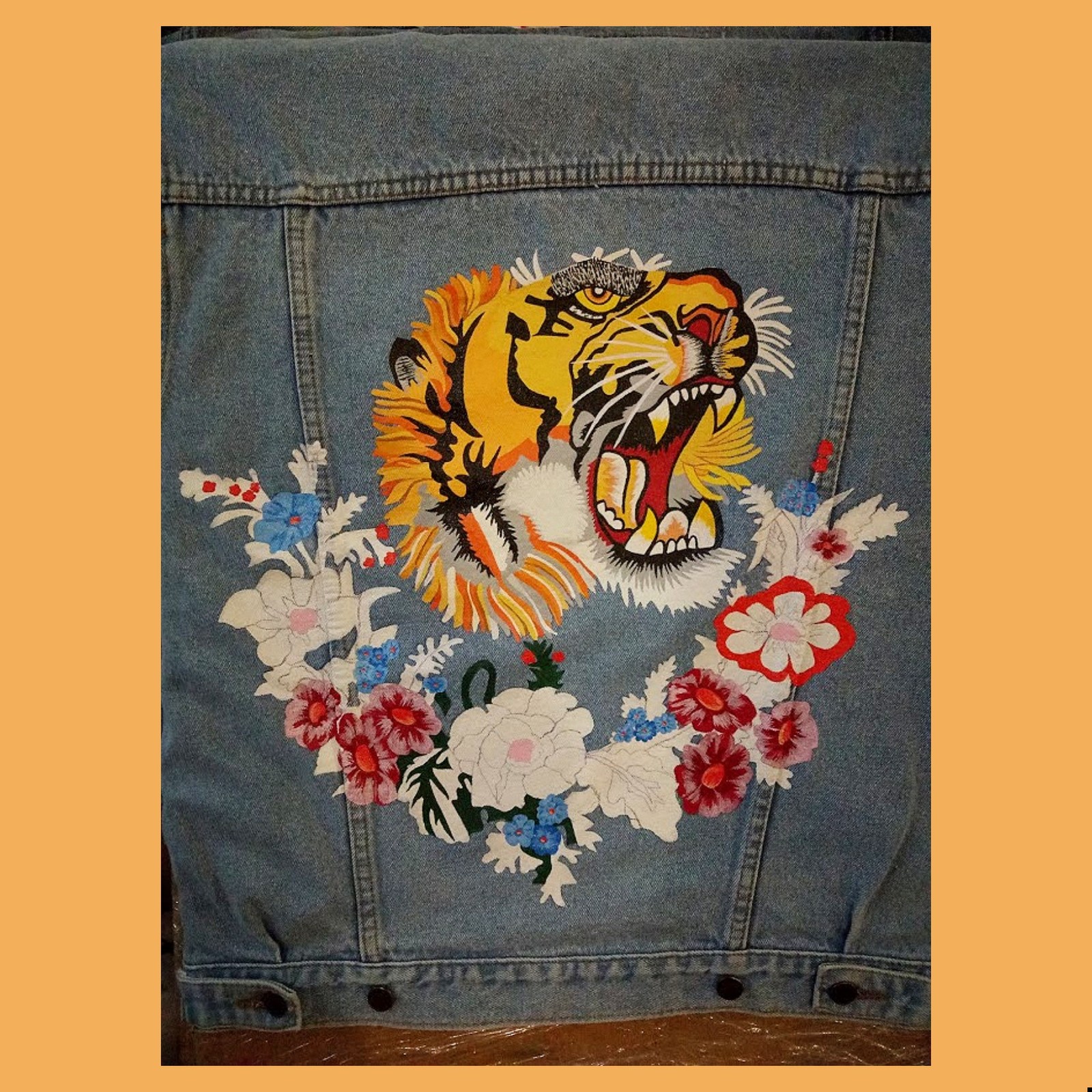 Tiger Gucci Gang - My, Gucci, Tiger, Work, Handmade, Painting on fabric, Creation, Art, My, Video, Longpost