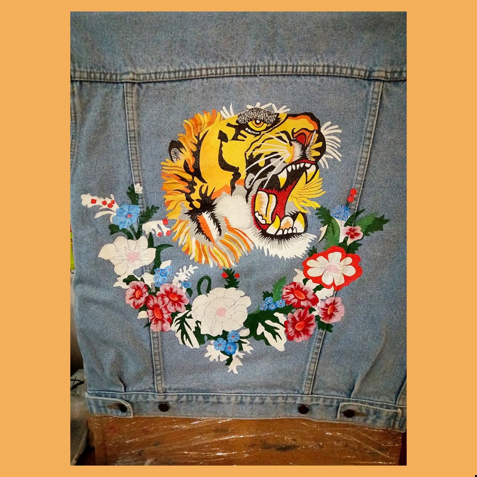 Tiger Gucci Gang - My, Gucci, Tiger, Work, Handmade, Painting on fabric, Creation, Art, My, Video, Longpost