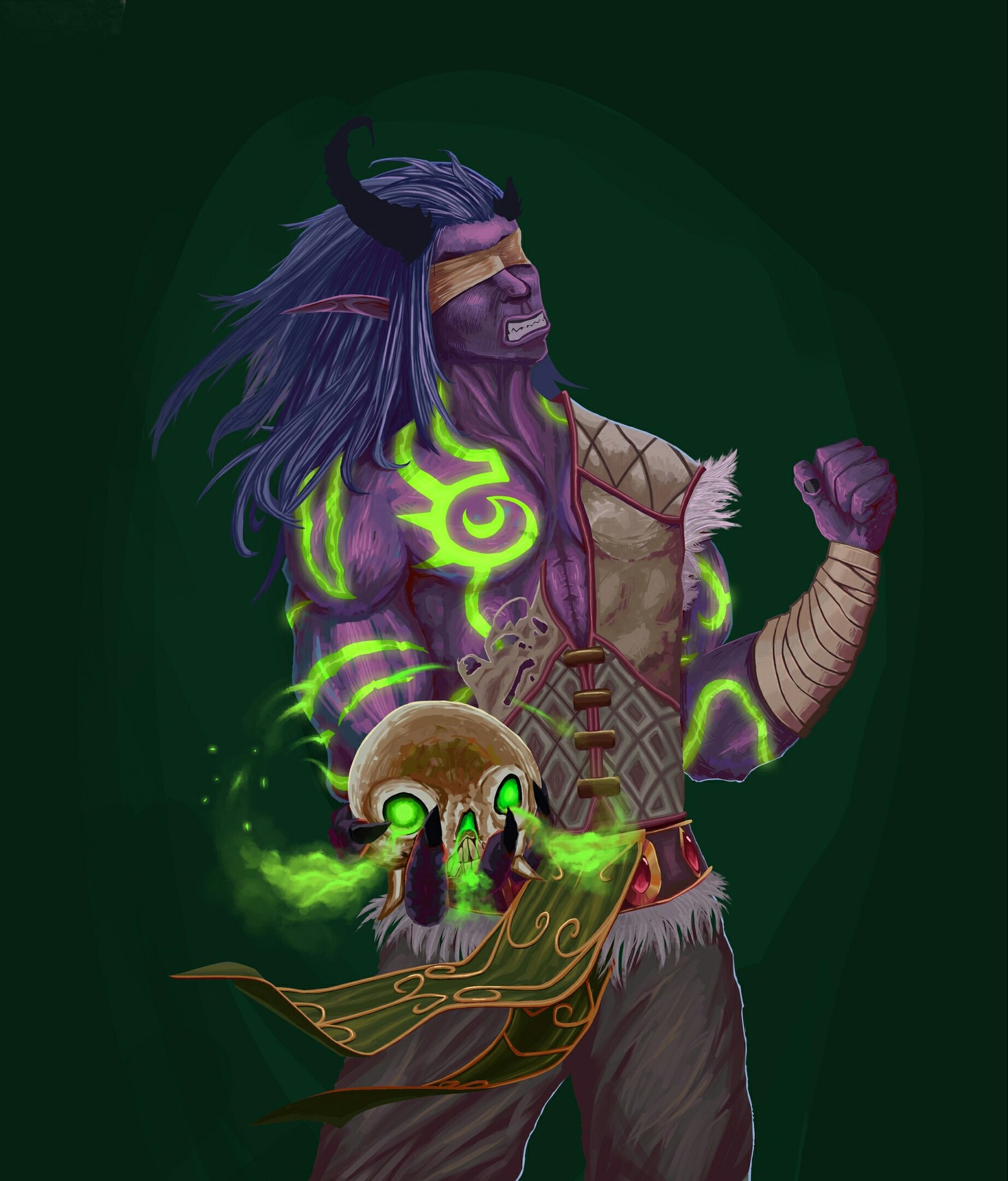 Illidan. - My, Illidan, Drawing, Art, Computer graphics, World of warcraft, Longpost, Digital drawing, Games, Fantasy