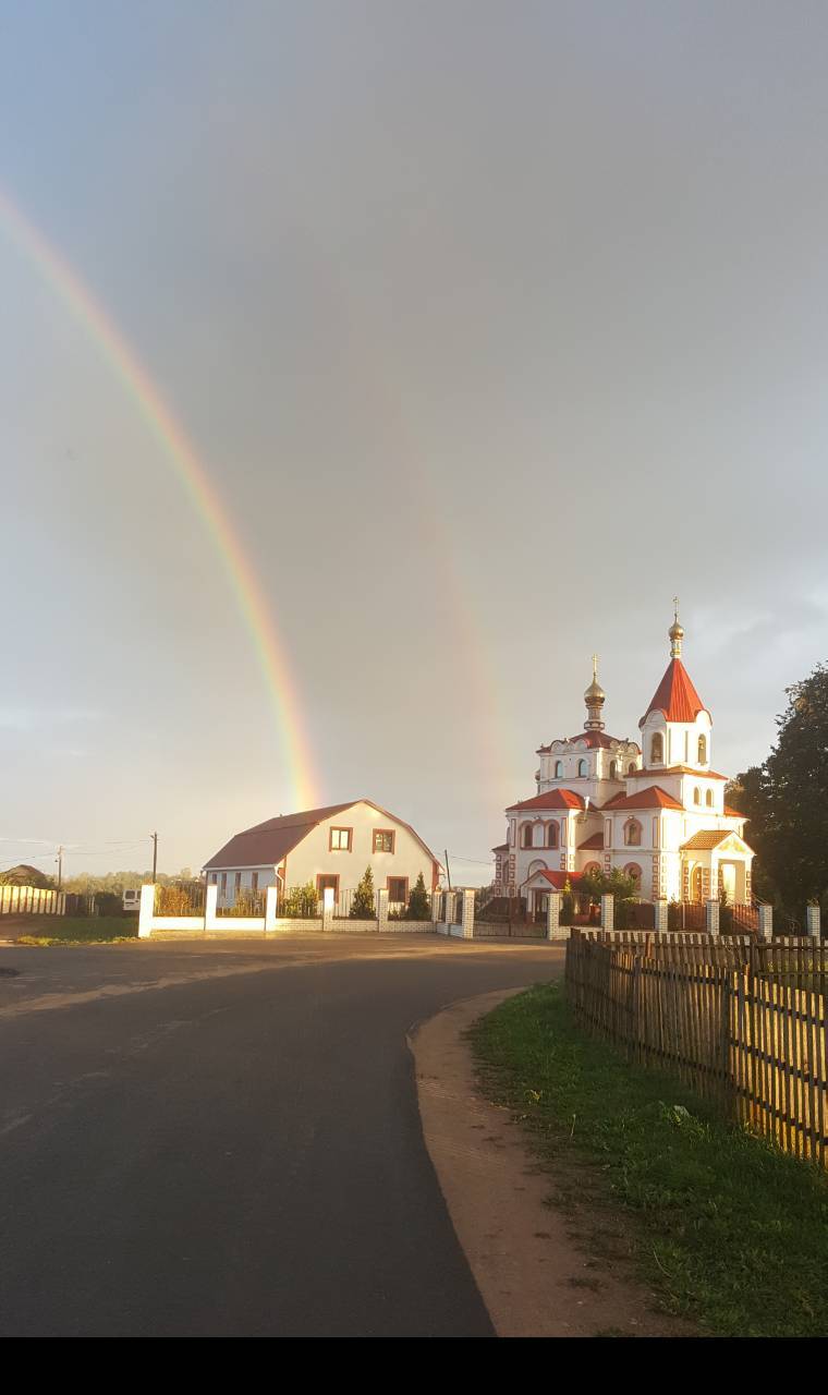 Double Rainbow - Rainbow, Double Rainbow, Church, Architecture, Nature, beauty, beauty of nature