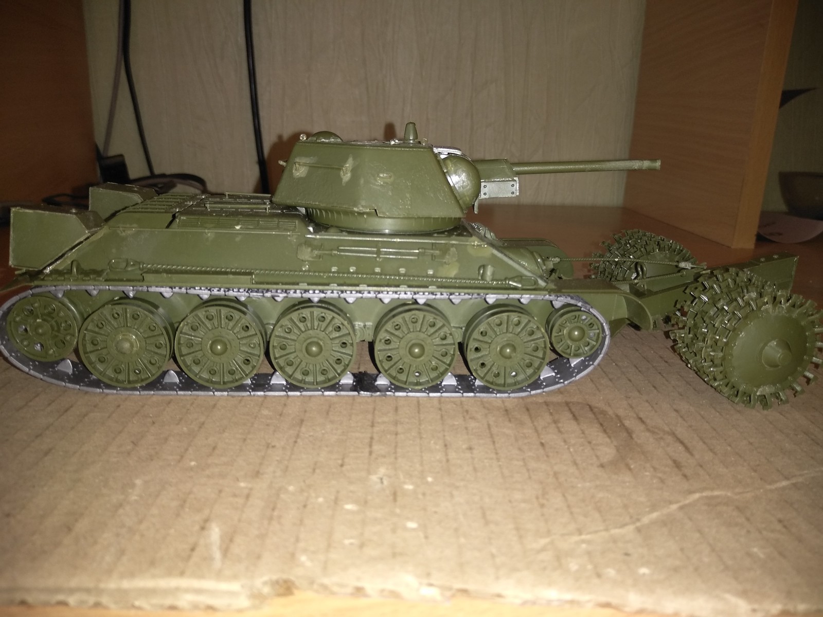 T 34/76 with minesweeper - My, Stand modeling, Modeling, Tanks, My, Longpost