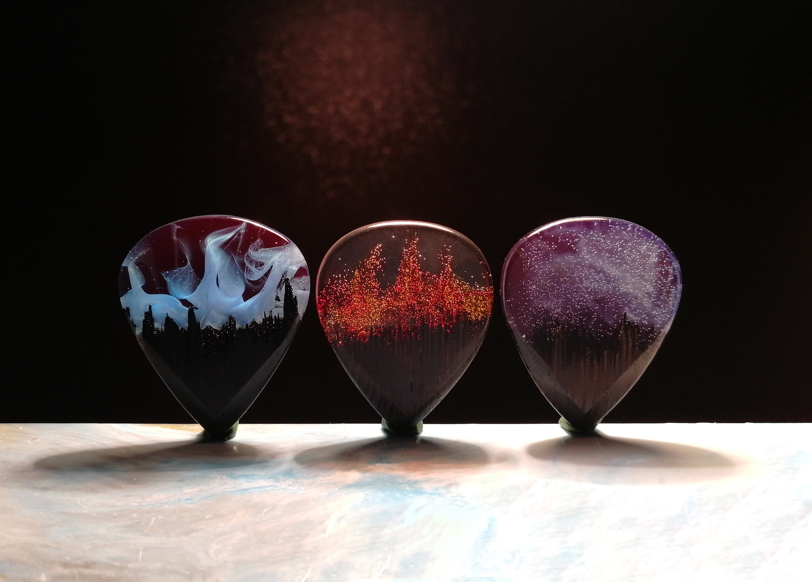 Plectrum made of wood and resin, experiment. + process. +2 picks - My, My, Handmade, Epoxy resin, Wood products, Mediator, Needlework with process, Longpost