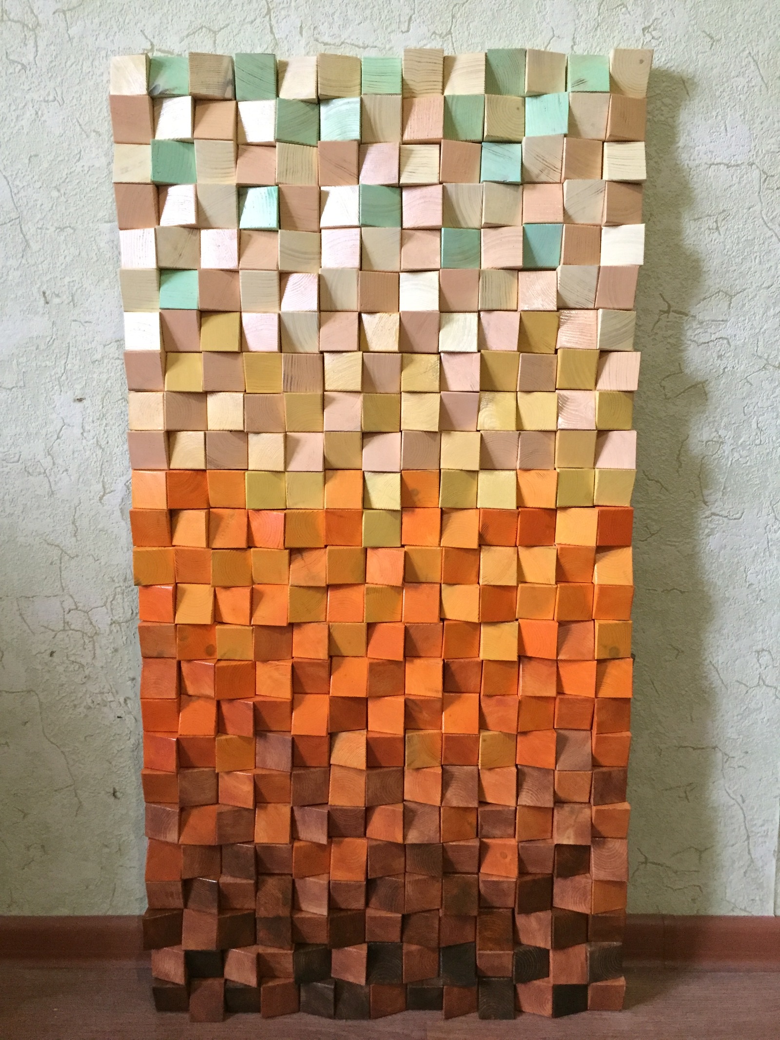 Panel picture of wooden cubes - My, Panel, Painting, Panel made of wood, , Handmade, , Longpost