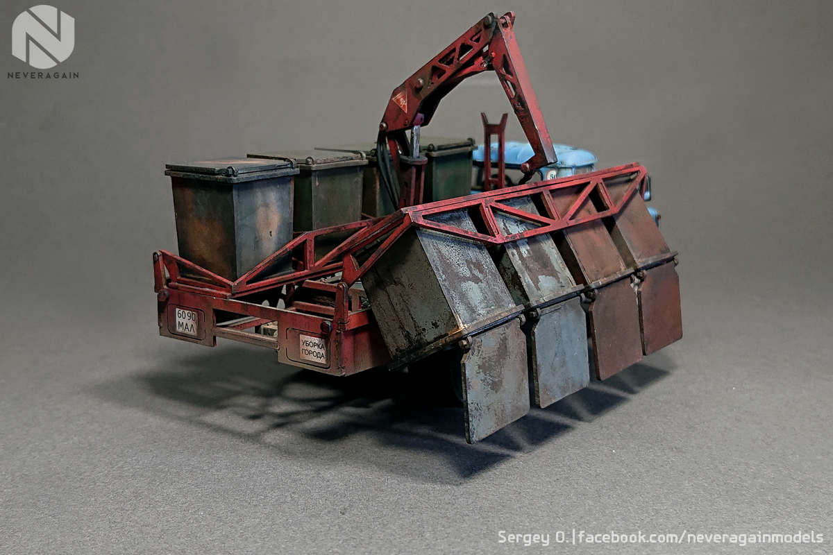 Garbage truck M-30 (130) in scale 1:43 - My, Longpost, Stand modeling, Car modeling, Scale model, Prefabricated model, 1:43, ZIL-130, Garbage truck