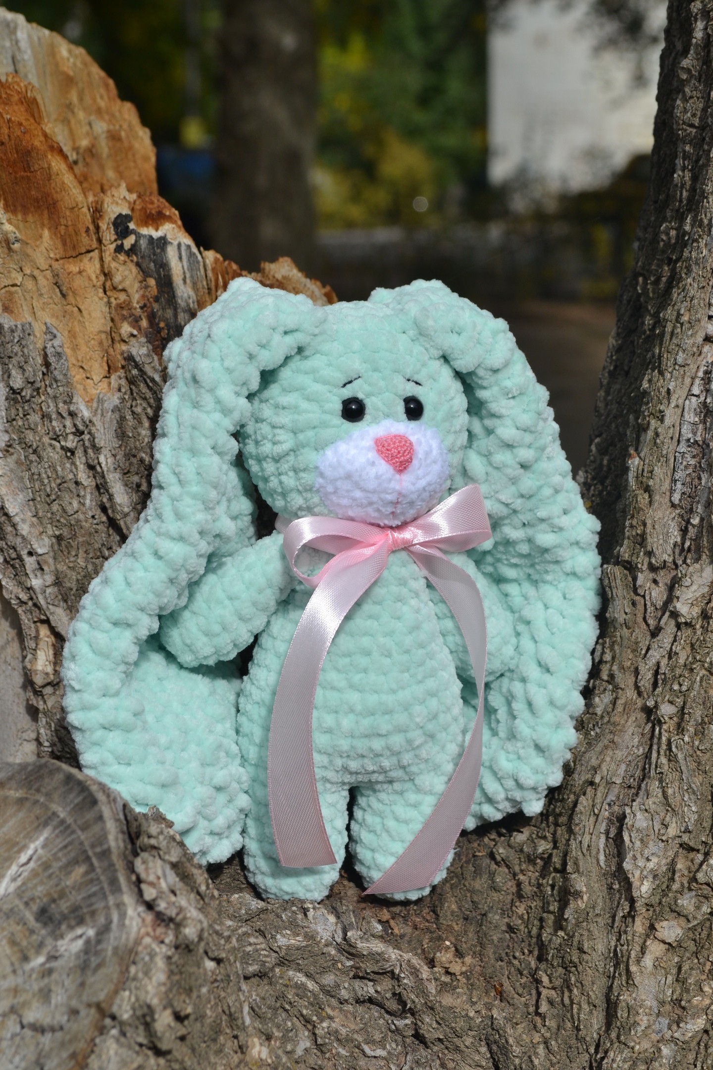 mint bunny - My, Knitting, Hare, Mint, Longpost