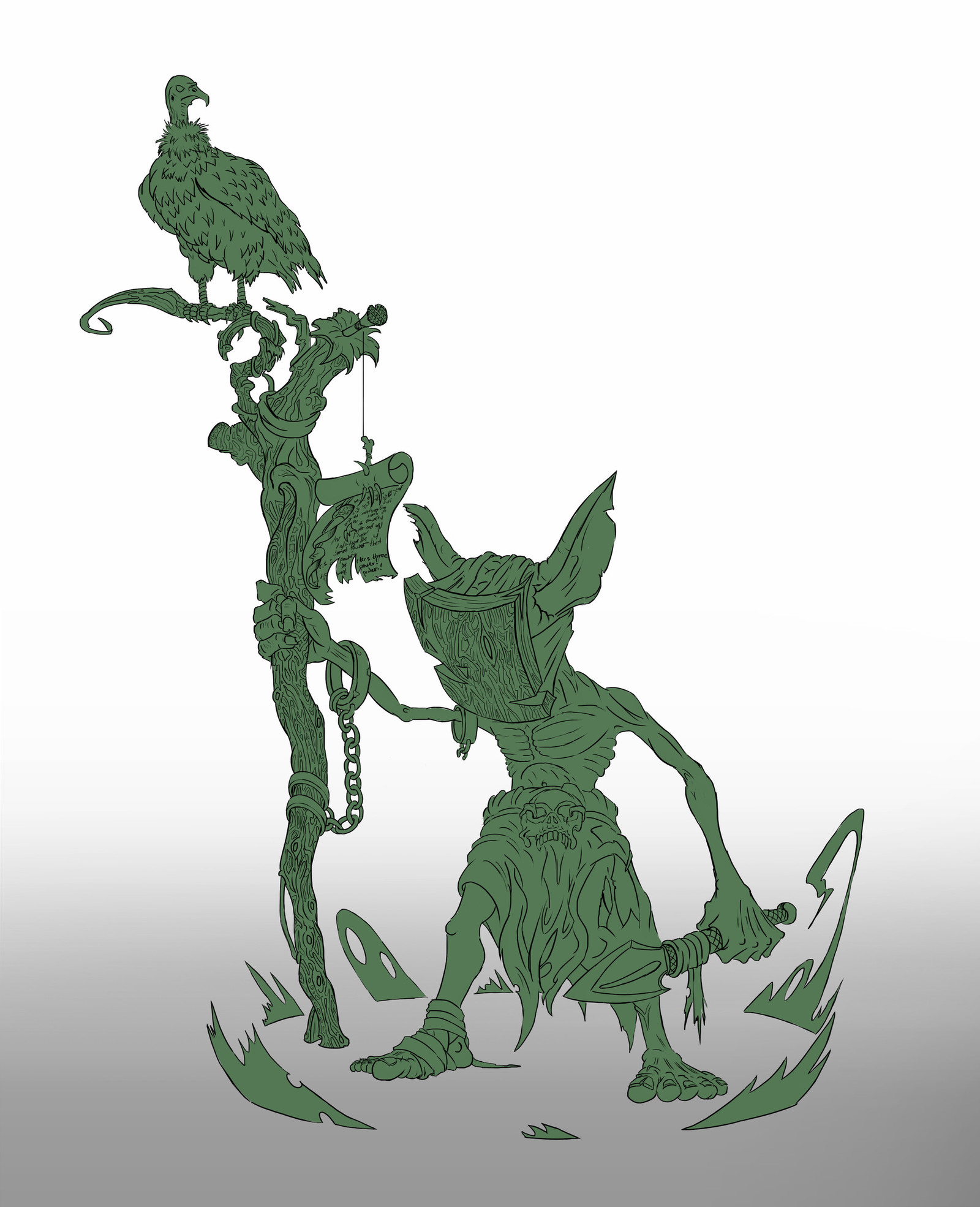 Goblin Warlock? - Goblins, Fantasy, Concept Art, Longpost, Self-taught artist, Drawing on a tablet, Stages, Drawing, Digital drawing, My