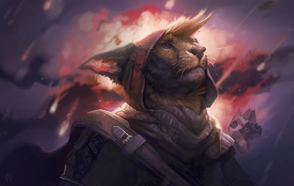 Scarlet skies of battle - Furry, Anthro, Art, Alradeck, Destiny 2