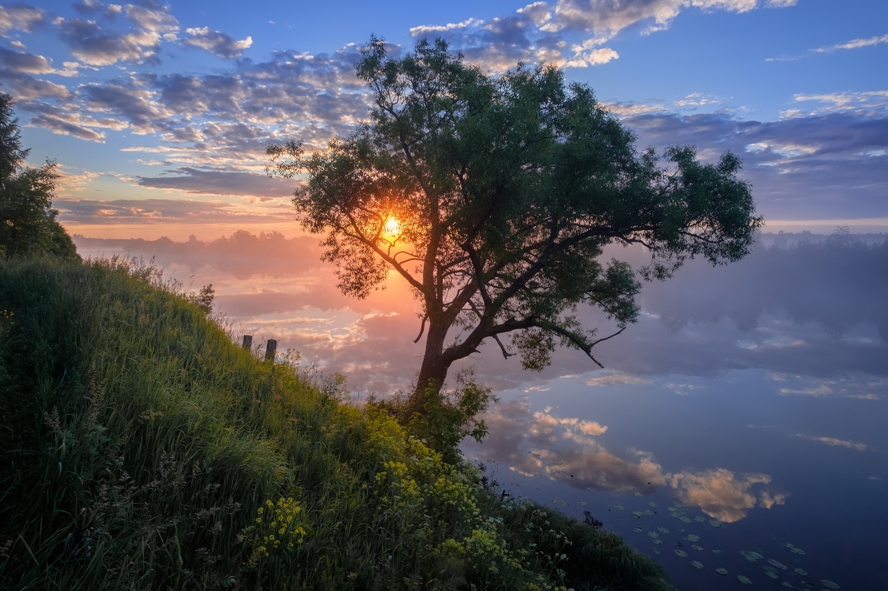 Colorful landscape on the bank of the Dubna river. - The photo, , beauty of nature, Russia