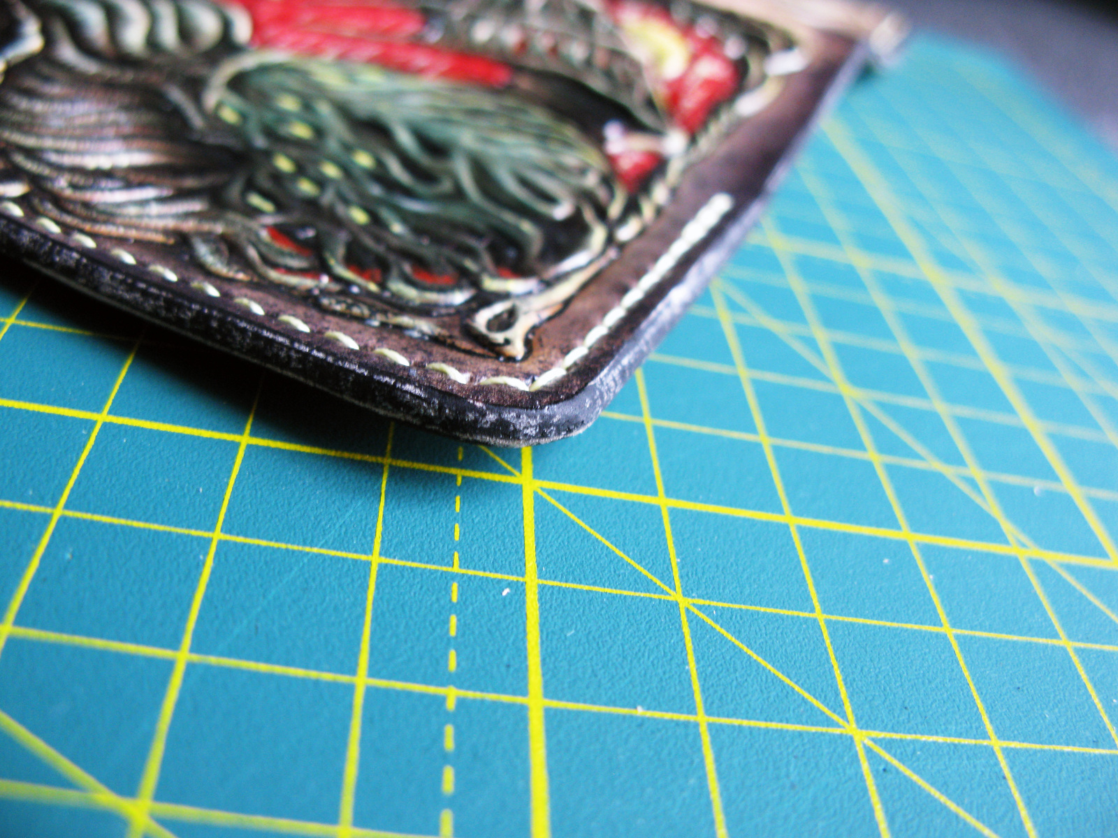 Passport cover. Painting and assembly. - My, Leather, Paints, Assembly, Tutorial, Cthulhu, Cover, Longpost