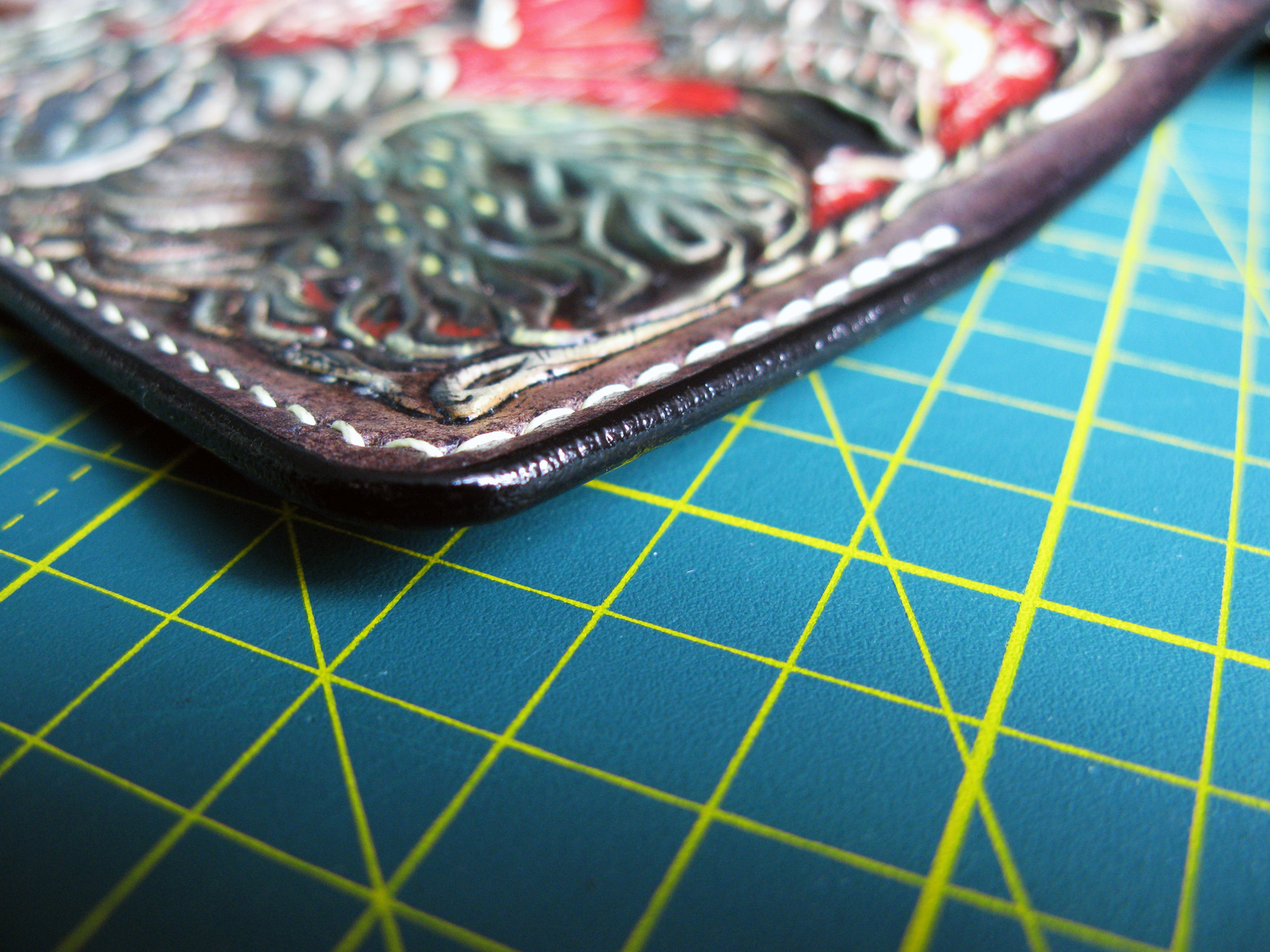 Passport cover. Painting and assembly. - My, Leather, Paints, Assembly, Tutorial, Cthulhu, Cover, Longpost