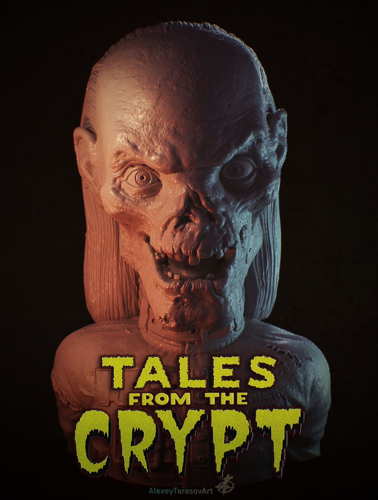 Crypt Keeper from Tales from the Crypt for Halloween 2018 - My, Game art, Computer graphics, Zbrush, Sculpting, 3D, 3D printer, 3D graphics, , Video, Longpost, Render