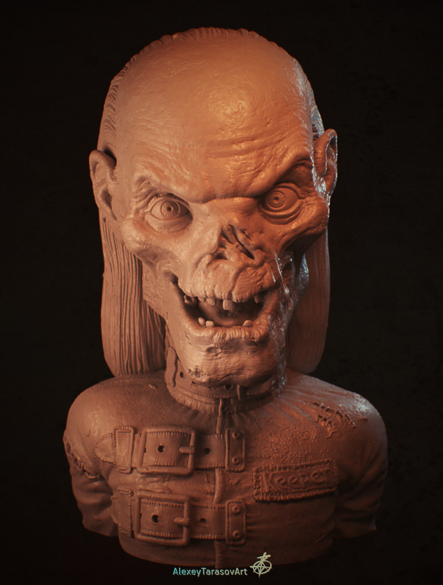 Crypt Keeper from Tales from the Crypt for Halloween 2018 - My, Game art, Computer graphics, Zbrush, Sculpting, 3D, 3D printer, 3D graphics, , Video, Longpost, Render