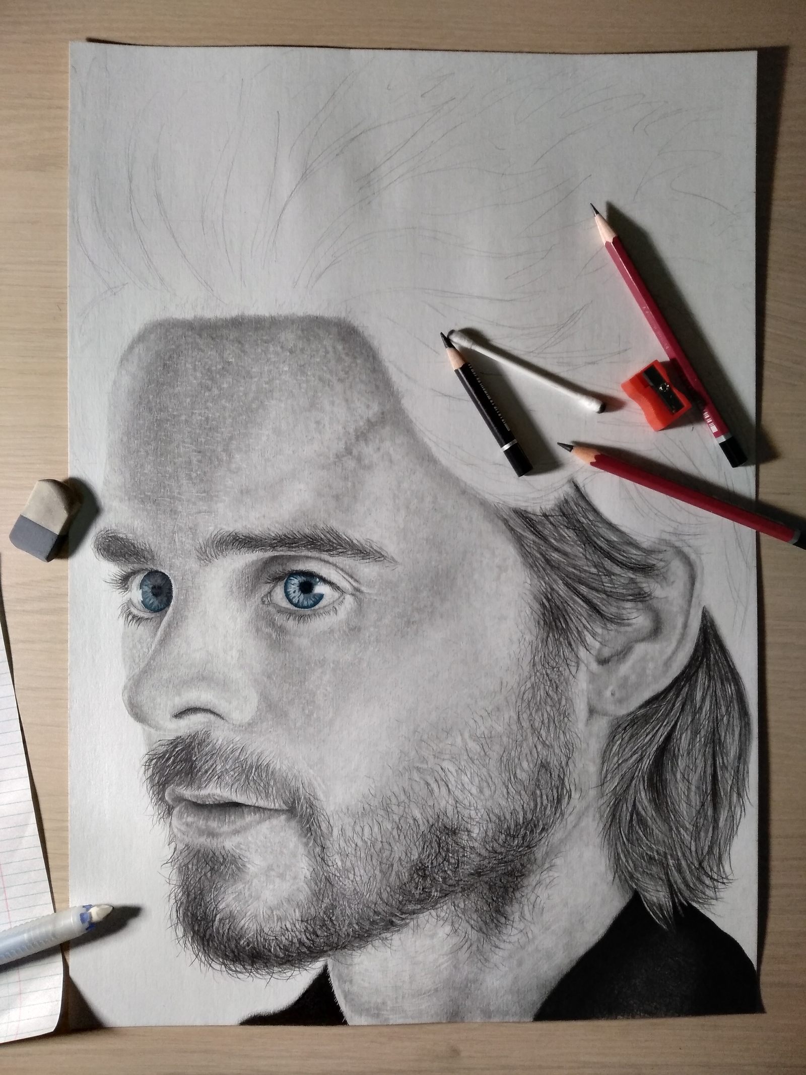 How to draw a portrait of Jared Leto step by step - My, Drawing, Longpost, Pencil drawing, Pencil, Stages, Portrait, Jared Leto, Musicians