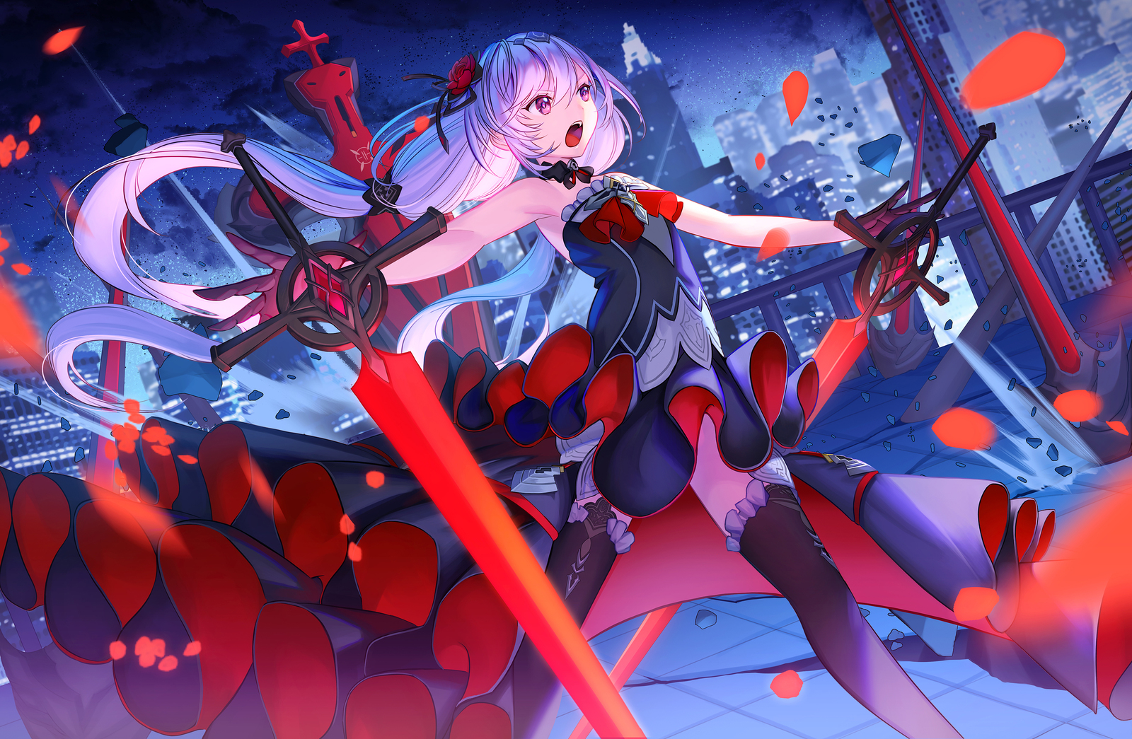 Under a cold moon - Anime, Anime art, Not anime, Honkai Impact, Theresa Apocalypse, Pixiv, 