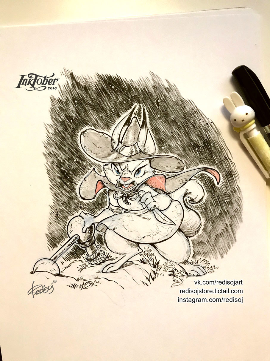 InkTober 2018 №23 - My, Redisoj, Inktober, Inktober2018, Art, Animals, Squirrel, Drawing, Images