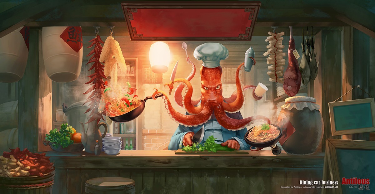 Cook - Art, Drawing, Octopus, Antilous chao