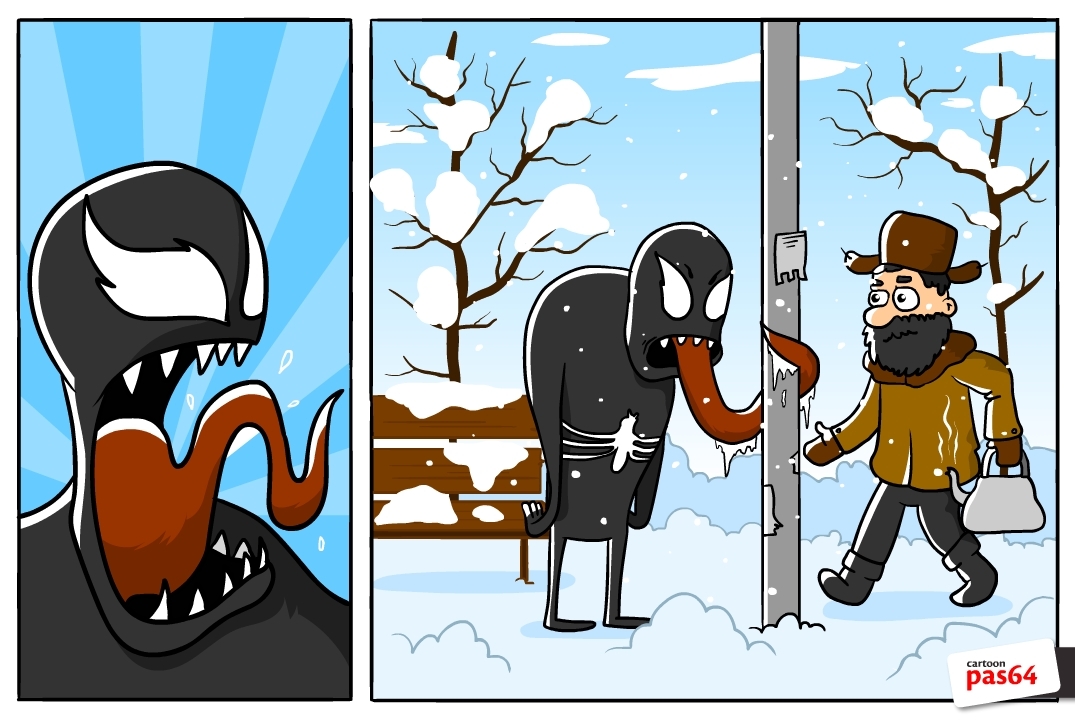 Incredible adventures of Venom in Russia - My, , Comics, Venom, Winter, Humor