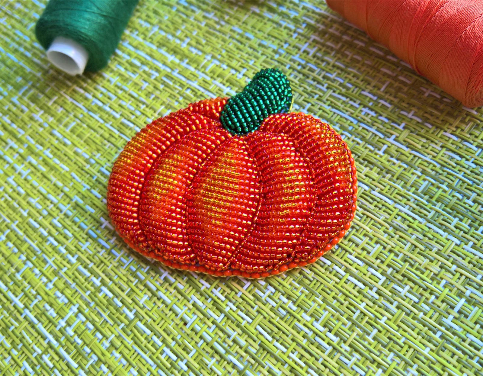 Autumn. - My, Beads, Beadwork, Needlework, Brooch, Autumn, Longpost