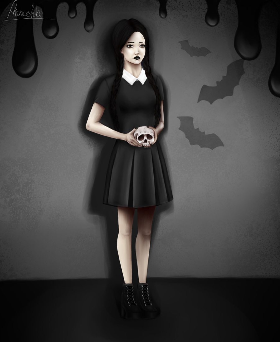 Wensday Addams - My, Art, Digital drawing, The Addams Family