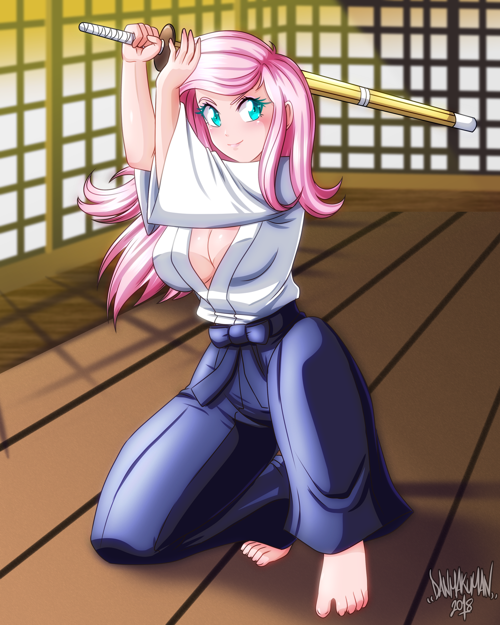 Workout - My little pony, Humanization, Fluttershy, MLP Edge, Danmakuman, Kendo